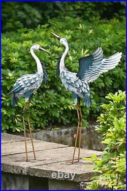 Garden Decor Blue Heron Yard Art Decor, 37-40.7 Large Metal Cranes Statues D