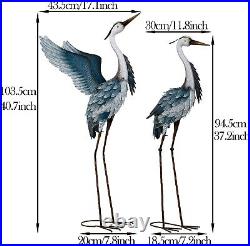 Garden Decor Blue Heron Yard Art Decor, 37-40.7 Large Metal Cranes Statues D