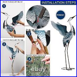 Garden Decor Blue Heron Yard Art Decor, 37-40.7 Large Metal Cranes Statues D