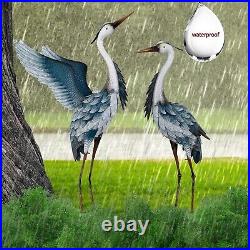 Garden Decor Blue Heron Yard Art Decor, 37-40.7 Large Metal Cranes Statues D