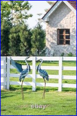 Garden Decor Blue Heron Yard Art Decor, 37-40.7 Large Metal Cranes Statues D