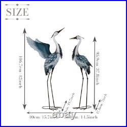 Garden Decor Heron Metal Yard Art, 38-42 Metal Cranes Sculptures & Large Blue