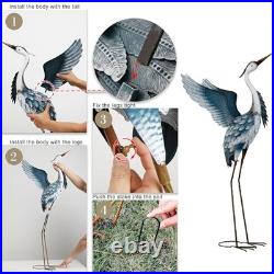 Garden Decor Heron Metal Yard Art, 38-42 Metal Cranes Sculptures & Large Blue