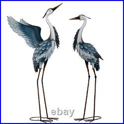 Garden Decor Heron Metal Yard Art, 38-42 Metal Cranes Sculptures & Large Blue