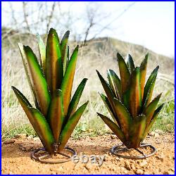 Garden Decor Outdoor Metal Green Agave Yard Art Handmade Rustic Cactus Plant