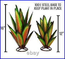 Garden Decor Outdoor Metal Green Agave Yard Art Handmade Rustic Cactus Plant