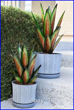 Garden Decor Outdoor Metal Green Agave Yard Art Handmade Rustic Cactus Plant