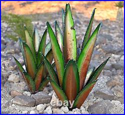 Garden Decor Outdoor Metal Green Agave Yard Art Handmade Rustic Cactus Plant