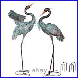 Garden Decor Outdoor Statues, 38/36 Large Metal Heron Standing Yard