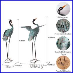 Garden Decor Outdoor Statues, 38/36 Large Metal Heron Standing Yard