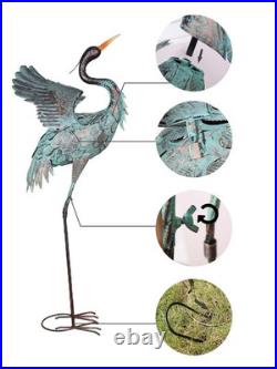 Garden Decor Outdoor Statues, 38/36 Large Metal Heron Standing Yard