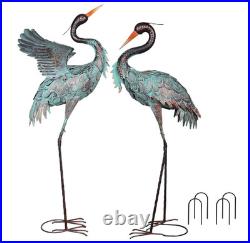 Garden Decor Outdoor Statues, 38/36 Large Metal Heron Standing Yard Art, Crane