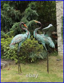 Garden Decor Outdoor Statues, 38/36 Large Metal Heron Standing Yard Art, Crane
