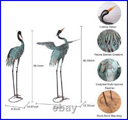 Garden Decor Outdoor Statues, 38/36 Large Metal Heron Standing Yard Art, Crane