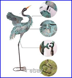 Garden Decor Outdoor Statues, 38/36 Large Metal Heron Standing Yard Art, Crane
