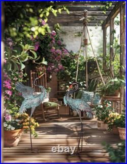 Garden Decor Outdoor Statues, 38/36 Large Metal Heron Standing Yard Art, Crane