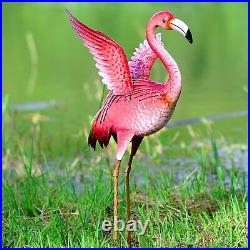 Garden Flamingo Statues and Sculptures Outdoor Metal Bird Yard Art Pin