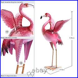 Garden Flamingo Statues and Sculptures Outdoor Metal Bird Yard Art Pin