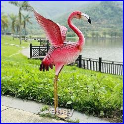 Garden Flamingo Statues and Sculptures Outdoor Metal Bird Yard Art Pin