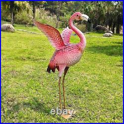 Garden Flamingo Statues and Sculptures Outdoor Metal Bird Yard Art Pin