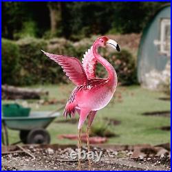 Garden Flamingo Statues and Sculptures Outdoor Metal Bird Yard Art Pin