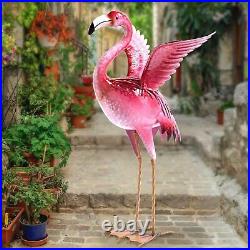 Garden Flamingo Statues and Sculptures Outdoor Metal Bird Yard Art Pin