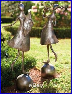 Garden Girls Yard Decor Metal Art Outdoor Statues Lawn Sculpture Patio Ornaments