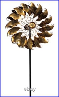 Garden Kinetic Swirl Wind Spinner Sculpture Steel Metal Yard Windmill-Lawn Stake