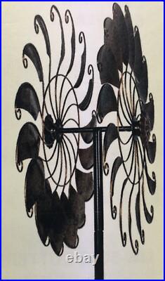 Garden Kinetic Swirl Wind Spinner Sculpture Steel Metal Yard Windmill-Lawn Stake