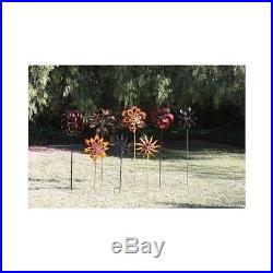 Garden Lawn Windmill Metal Sculpture Spinner Dual Yard Spoon Art Kinetic Stake