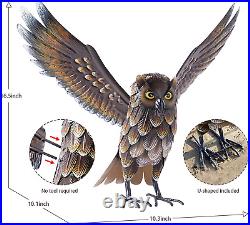 Garden Owl Sculptures & Statues, Standing Metal Bird Yard Art Sculpture for Pati