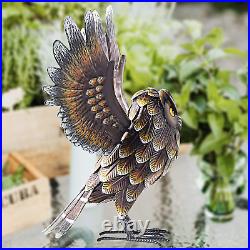 Garden Owl Sculptures & Statues, Standing Metal Bird Yard Art Sculpture for Pati