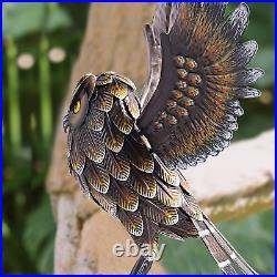 Garden Owl Sculptures & Statues, Standing Metal Bird Yard Art Sculpture for Pati