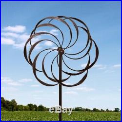 Garden Pinwheel Dancing Windmill Yard Spinner Decor Art Iron Petals Sculpture
