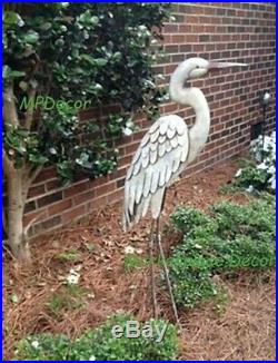 Garden Pond Egret Statue Metal Coastal Bird Sculpture Crane Heron Yard Art New