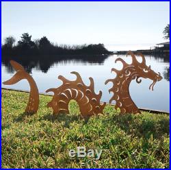 Garden Sculpture Dragon Sea Serpent Metal Lawn Yard Garden Outdoor Handmade