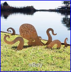 Garden Sculpture, Octopus Squid, Metal Lawn / Yard Art, Outdoor Decor, Handmade