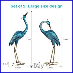 Garden Sculpture & Statues, Blue Heron Lawn Ornaments Standing Metal Crane Ya