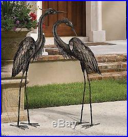 Garden Sculptures Metal Birds Crane Statue Modern Yard Art Lawn Decor Large Home