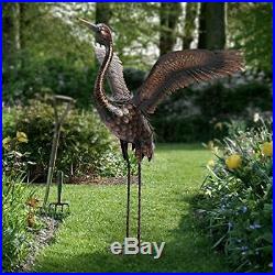 Garden Statue Crane Yard Art Metal Sculpture Outdoor Heron Decoy for Pond