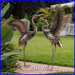 Garden Statue Outdoor Metal Heron Crane Yard Art Sculpture