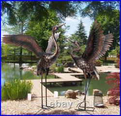 Garden Statue Outdoor Metal Heron Crane Yard Art Sculpture for Lawn Patio