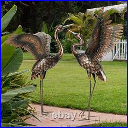 Garden Statue Outdoor Metal Heron Crane Yard Art Sculpture for Lawn Patio Bac