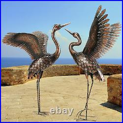 Garden Statue Outdoor Metal Heron Crane Yard Art Sculpture for Lawn Patio Backya