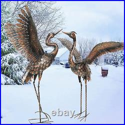 Garden Statue Outdoor Metal Heron Crane Yard Art Sculpture for Lawn Patio Backya