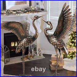 Garden Statue Outdoor Metal Heron Crane Yard Art Sculpture for Lawn Patio Backya