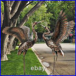 Garden Statue Outdoor Metal Heron Crane Yard Art Sculpture for Lawn Patio Backya