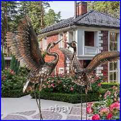 Garden Statue Outdoor Metal Heron Crane Yard Art Sculpture for Lawn Patio Backya