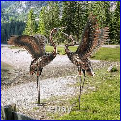 Garden Statue Outdoor Metal Heron Crane Yard Art Sculpture for Lawn Patio Backya