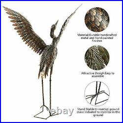 Garden Statue Outdoor Metal Heron Crane Yard Art Sculpture for Lawn Patio New